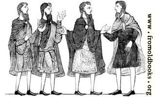 285.—Saxon Cloaks, Plain and Embroidered Tunics, and Shoes. (Cotton MS.)