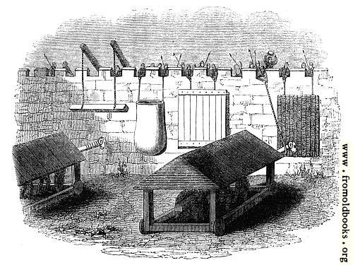 [Picture: 868.—Machines used for the Defence of Stone Walls against the action of Battering rams.]