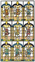 [Picture: Painted Window. Two Saxon Earls of Mercia, And Seven Norman Earls of Chester.]