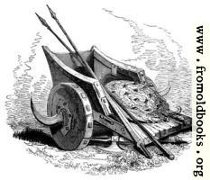 [picture: 75.---British War Chariot, Shield and Spears.]