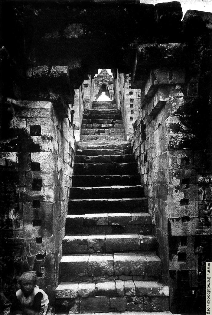 [Picture: The stairs leading to a Prambanam temple.]