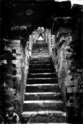 The stairs leading to a Prambanam temple.