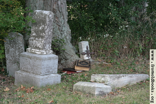 [Picture: Old family bible in country churchyard]