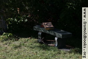 Stone bench with books 3