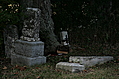 Old family bible in country churchyard