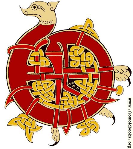 [Picture: Celtic knotwork dragon ornament/initial]