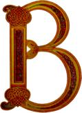 Anglo-Saxon decorative initial B in the Celtic knotwork style