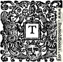 [Picture: Initial Letter T With Angels and Devil]