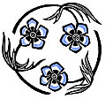 [Picture: Roundel with stylized blue flowers]