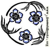 [picture: Roundel with stylized blue flowers]