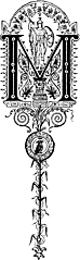 [Picture: Decorative initial letter “M” – Roman military standard]