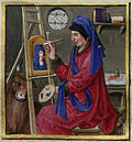 [Picture: Miniature painting of a portrait artist with easel]