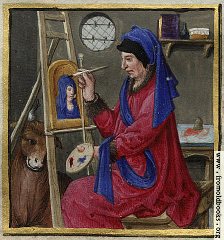 [Picture: Miniature painting of a portrait artist with easel]