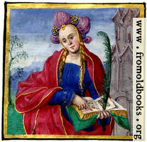 Miniature painting of a woman reading a music book