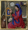 Miniature painting of a portrait artist with easel