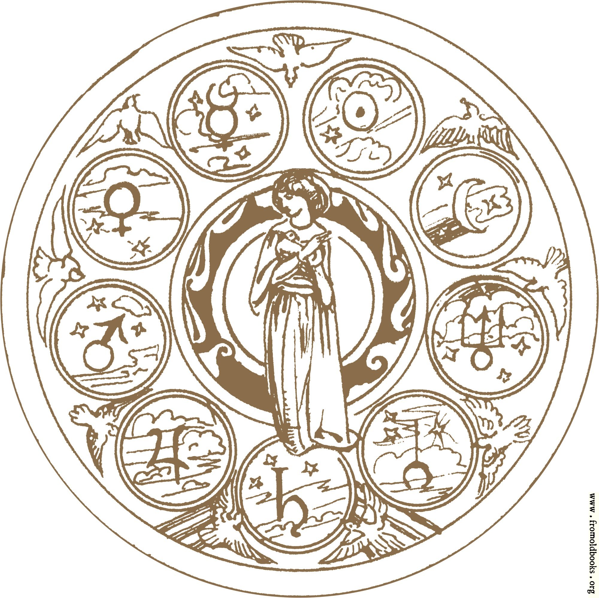 [Picture: Zodiac wheel with woman (detail)]