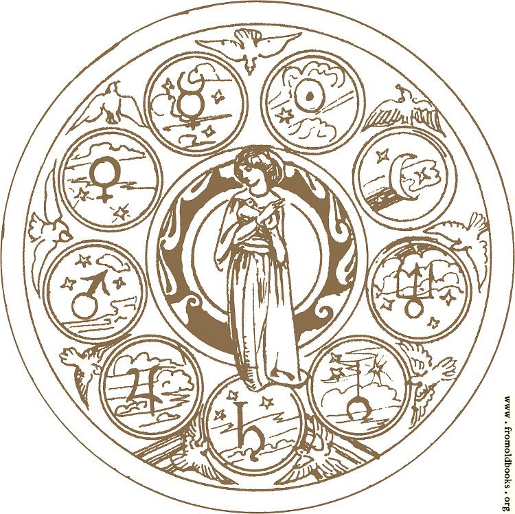 [Picture: Zodiac wheel with woman (detail)]