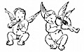 Two cherubs play flute and violin