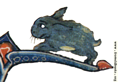 [Picture: Drollery (margin-creature), Blue Rabbit]