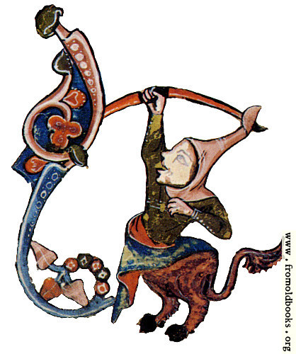 [Picture: Drollery (margin-creature), Jester Centaur]