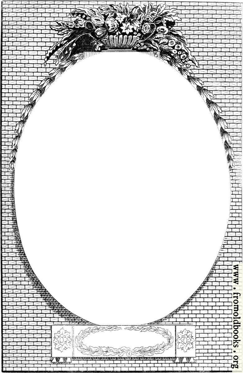 [Picture: Cartouche or Oval Frame With Wreath and Bricks]