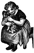 Girl cuddling dog