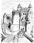 [Picture: Coucy Castle, Bird’s Eye Drawing with labels]
