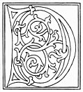 [Picture: clipart: initial letter D from late 15th century printed book]