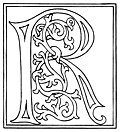 [Picture: clipart: initial letter R from late 15th century printed book]