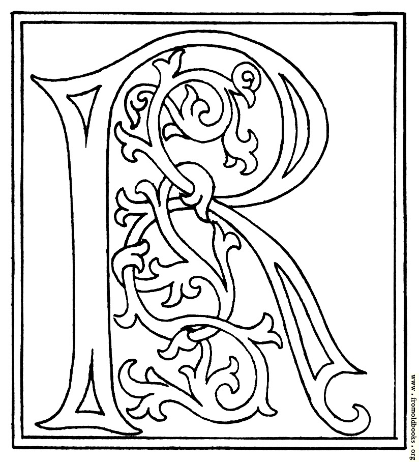 [Picture: clipart: initial letter R from late 15th century printed book]