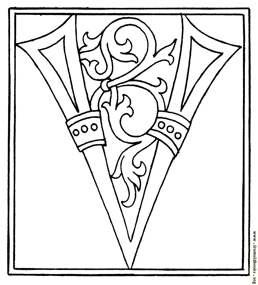 [Picture: clipart: initial letter V from late 15th century printed book]