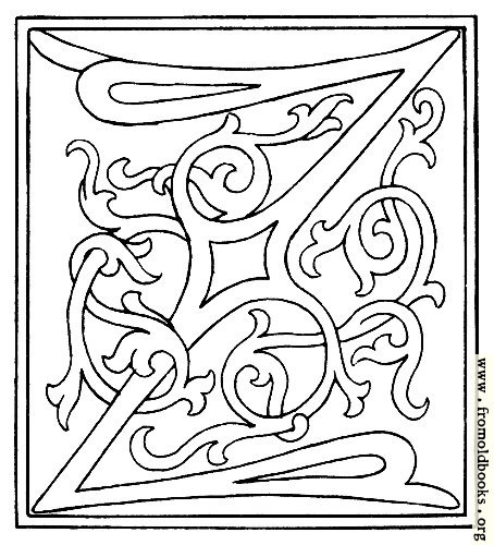 [Picture: clipart: initial letter Z from late 15th century printed book]