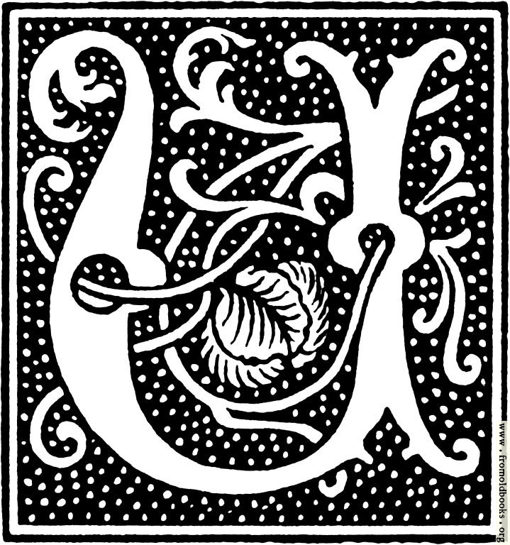 [Picture: clipart: initial letter U from beginning of the 16th Century]