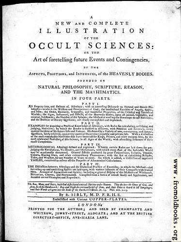 [Picture: Title Page, Sibly Astrology Book]