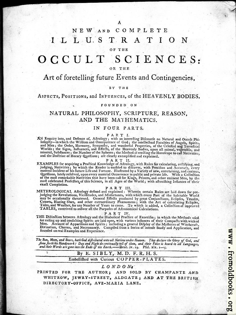 [Picture: Title Page, Sibly Astrology Book]