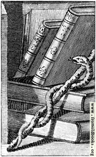 [Picture: Woodcut: Snake, Magic Wand, Leather Books (detail of portrait of Ebenezer Sibly).]