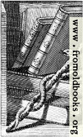 [picture: Woodcut: Snake, Magic Wand, Leather Books (detail of portrait of Ebenezer Sibly).]