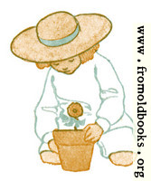 [picture: Girl with flower in flowerpot]