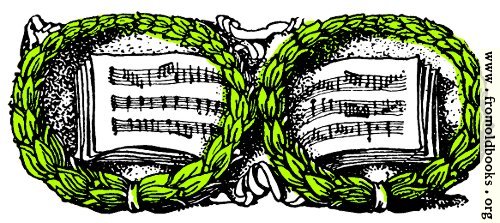 [Picture: Music book and wreaths]