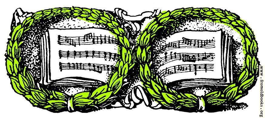 [Picture: Music book and wreaths]