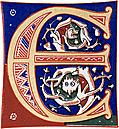 [Picture: Decorative initial letter “E” from 11th century.]