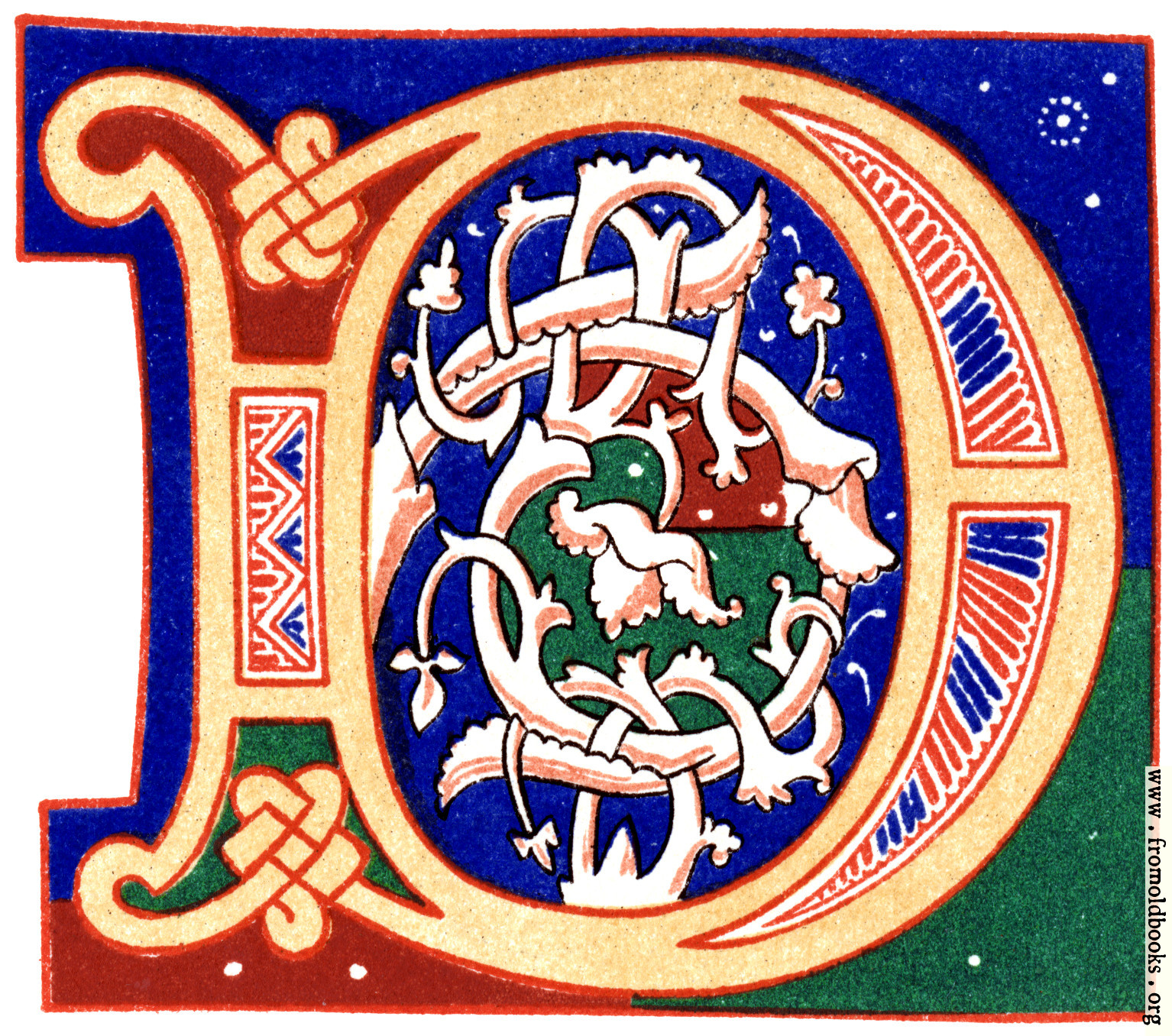 Decorative initial letter “D” from 11th century.