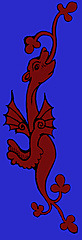 [Picture: Red Dragon on Blue Background]