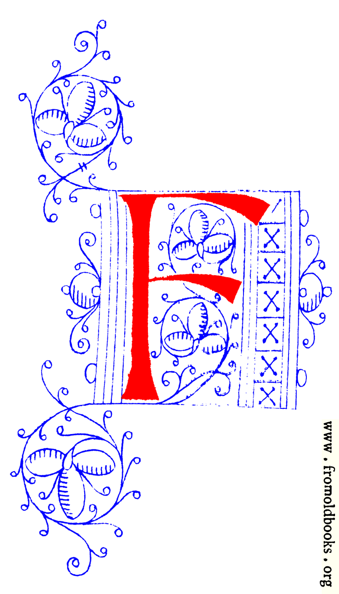 Decorative initial letter F from fifteenth Century Nos. 4 and 5.