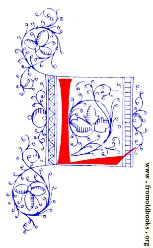 [Picture: Decorative initial letter L from fifteenth Century Nos. 4 and 5.]