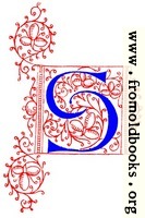 Decorative uncial initial letter S from fifteenth Century Nos. 4 and 5.