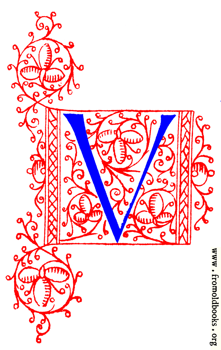 Decorative Initial Letter V From Fifteenth Century Nos 4 And 5