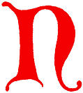 [Picture: Clip-art: calligraphic decorative initial capital letter N from XIV. Century  No. 1]