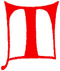 [Picture: Clip-art: calligraphic decorative initial capital letter T from XIV. Century  No. 1]