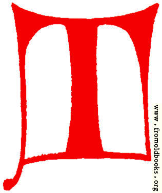 [Picture: Clip-art: calligraphic decorative initial capital letter T from XIV. Century  No. 1]